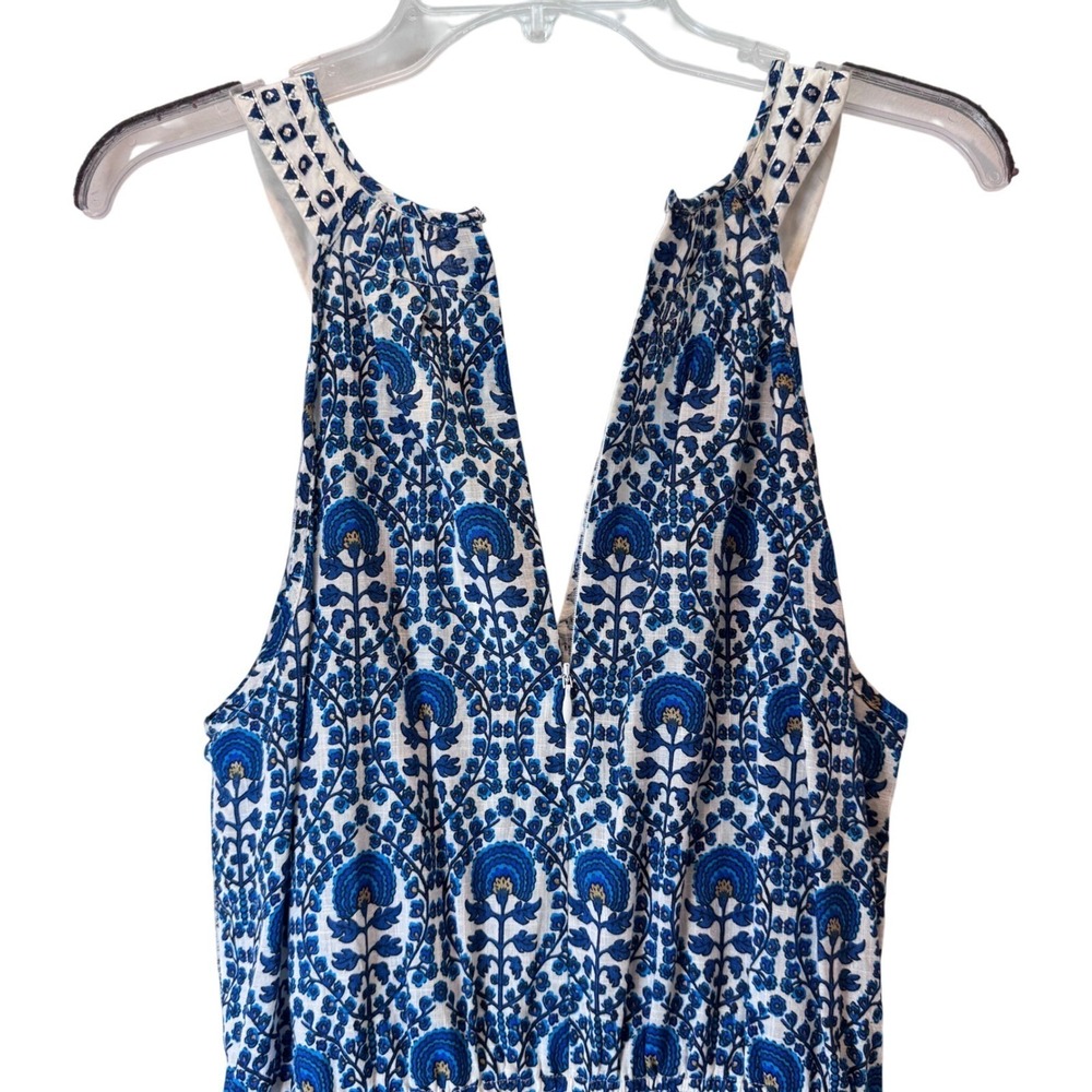 Anthropologie Ranna Gill Romper Blue Festival Girly Preppy Coquette Medium NWT - Picture 7 of 13